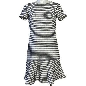 Loft Navy White Striped Short‎ Sleeve Drop Waist Dress Size 6